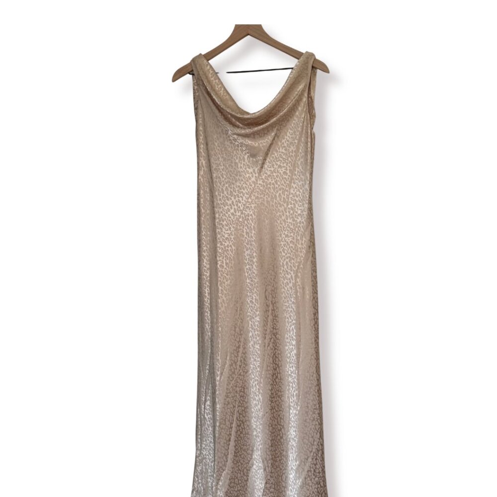 Marina Women's Cream Leopard Maxi Cowl Neck Dress